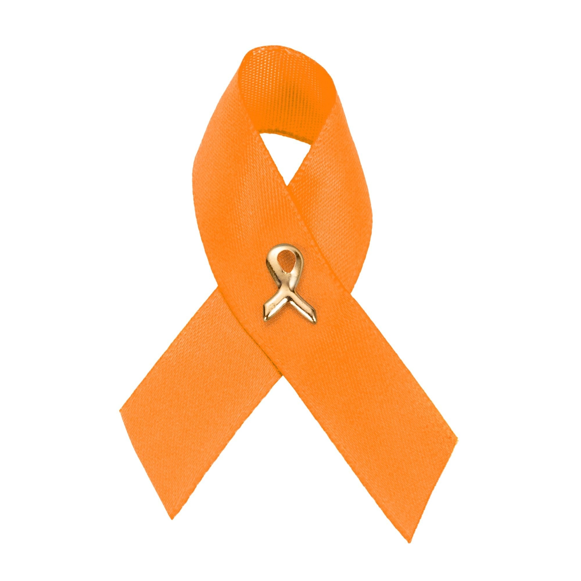 10 Pack Satin Orange Ribbon Awareness Pins