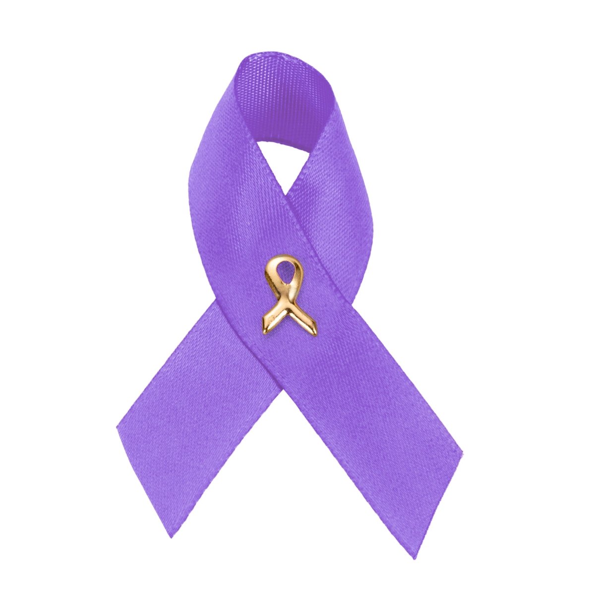 10 Pack Satin Purple Ribbon Awareness Pins