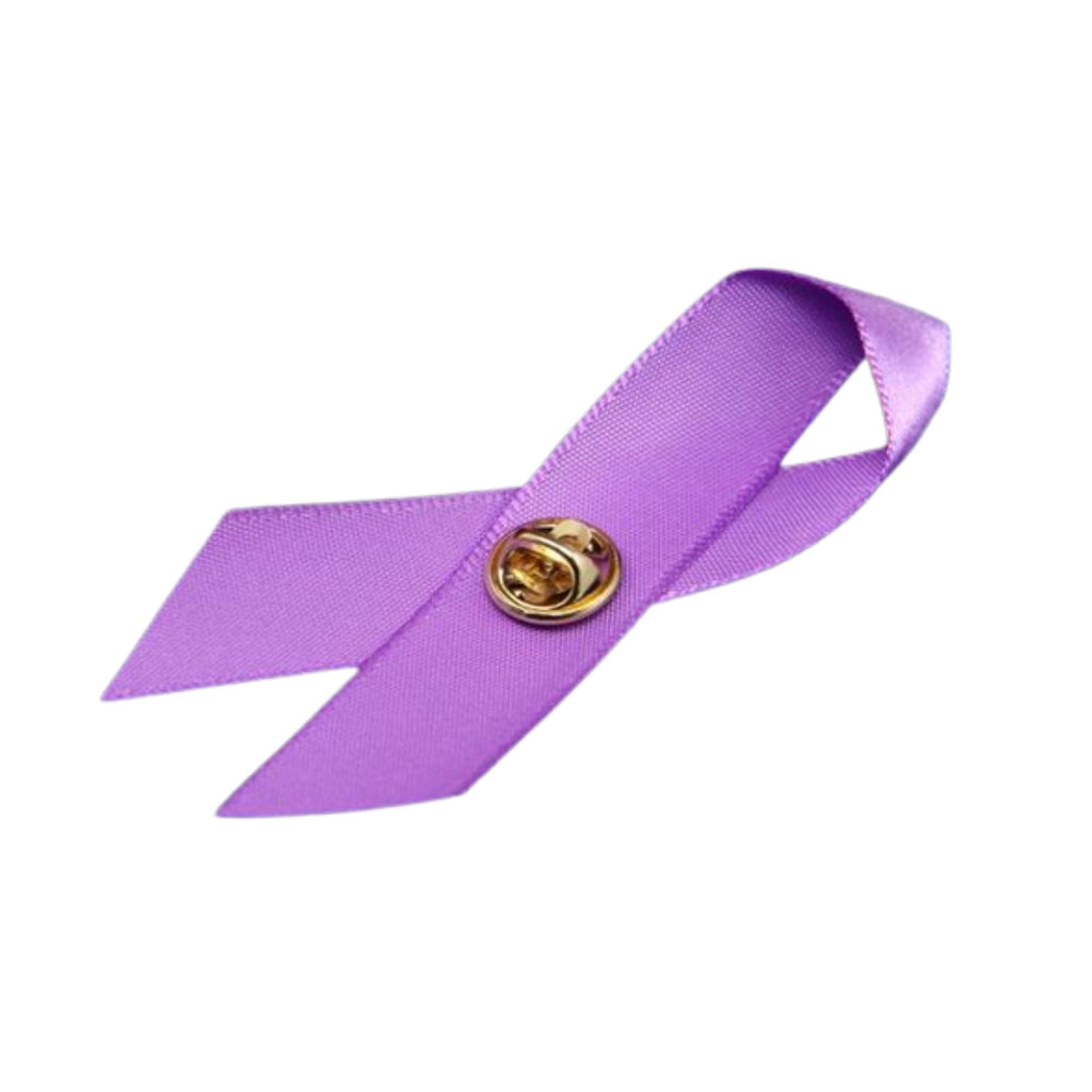 10 Pack Satin Purple Ribbon Awareness Pins
