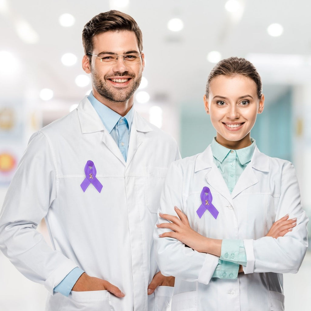 10 Pack Satin Purple Ribbon Awareness Pins