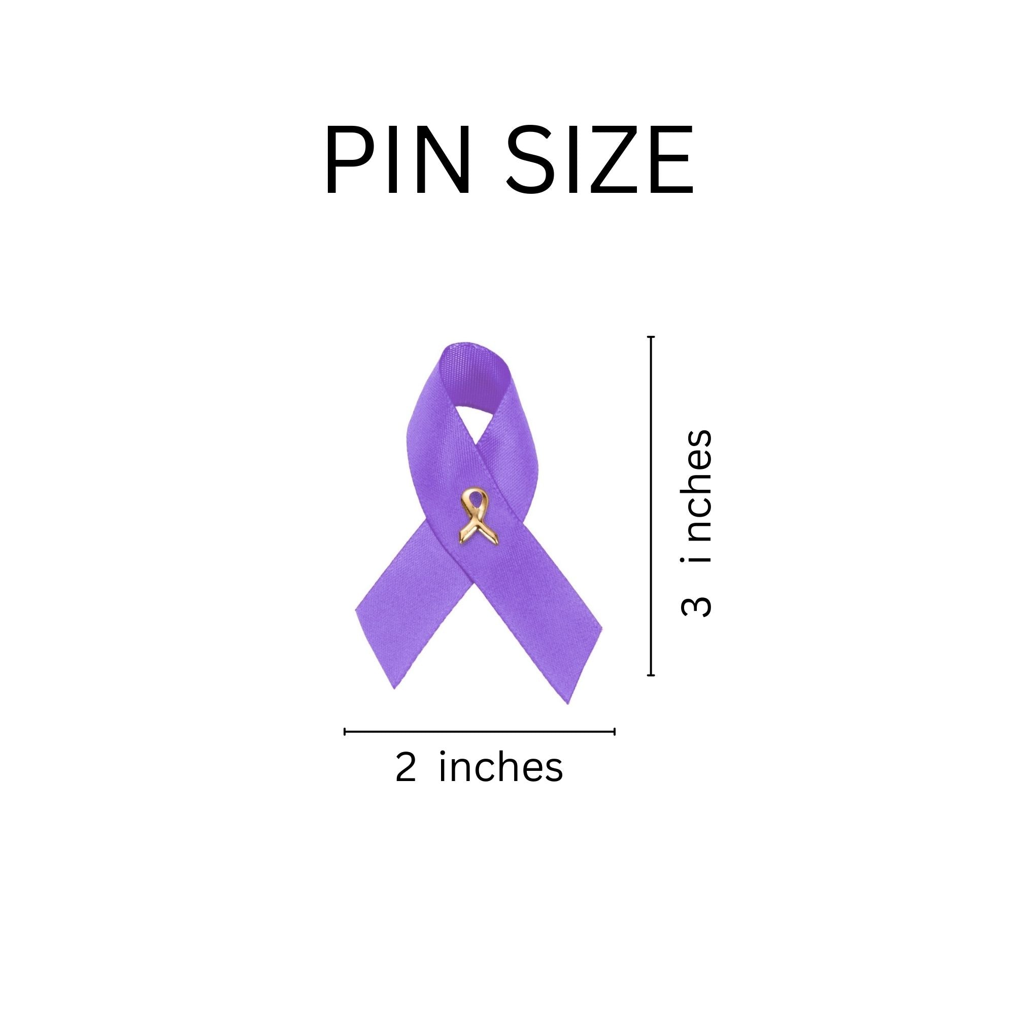10 Pack Satin Purple Ribbon Awareness Pins
