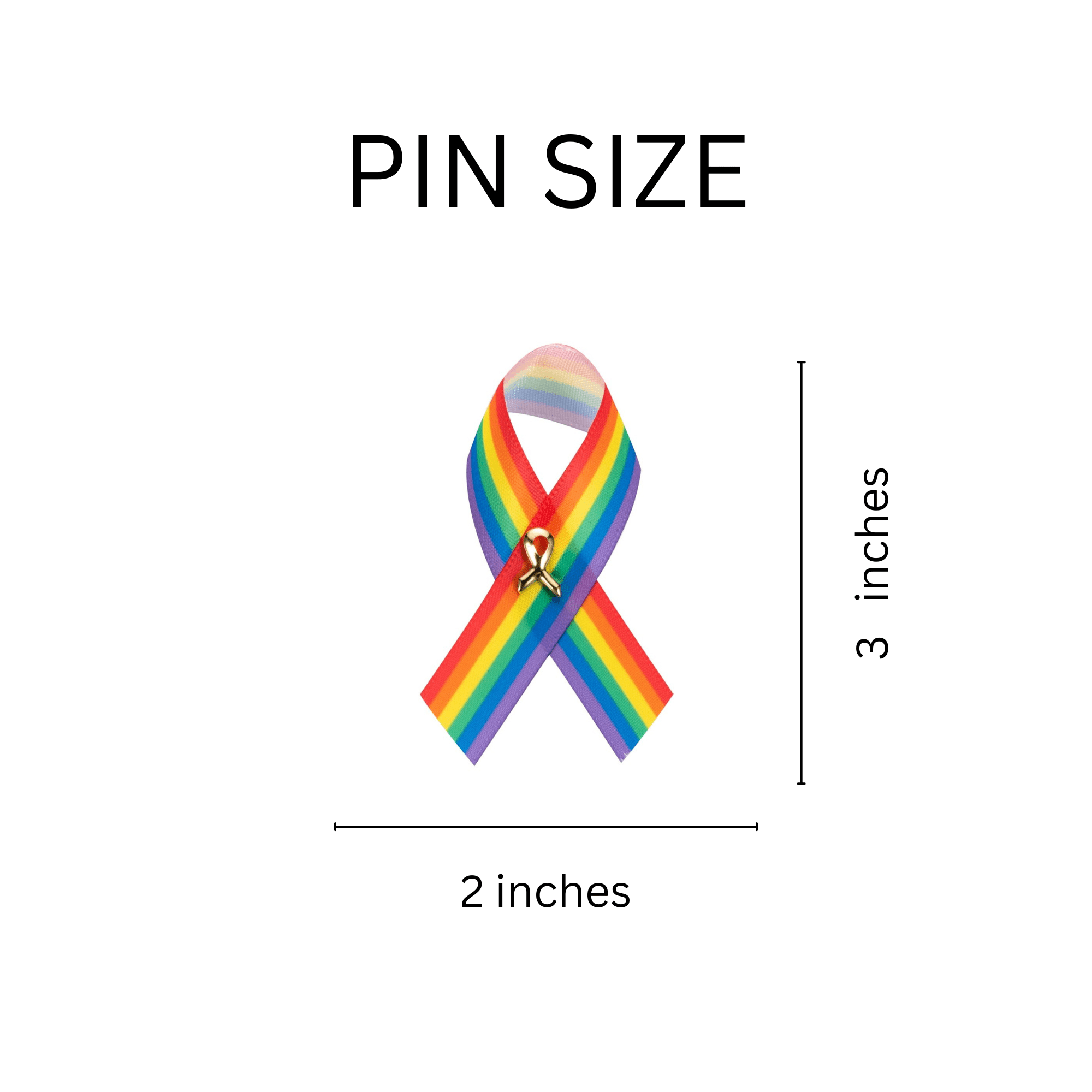 10 Pack Satin Rainbow Ribbon Pins