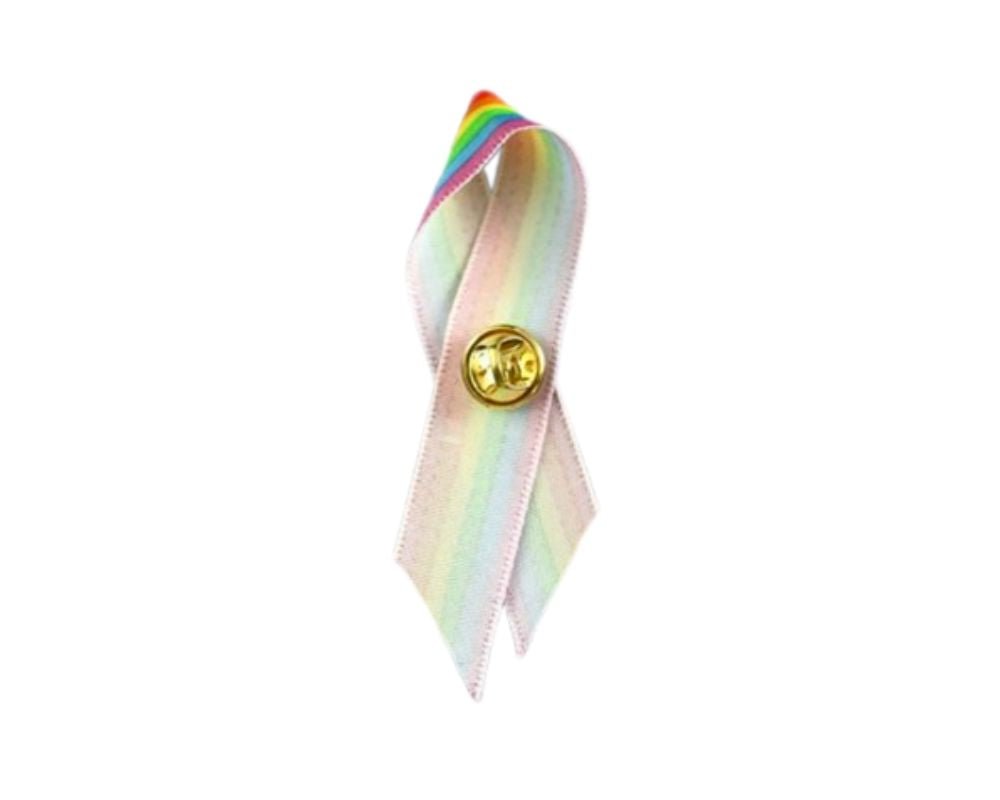 10 Pack Satin Rainbow Ribbon Pins