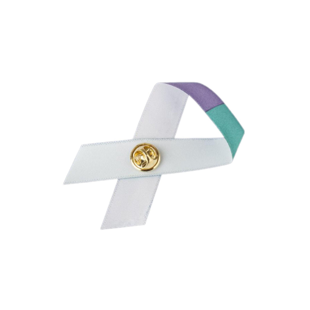 10 Pack Satin Teal & Purple Ribbon Pins for Suicide & Sexual Assault