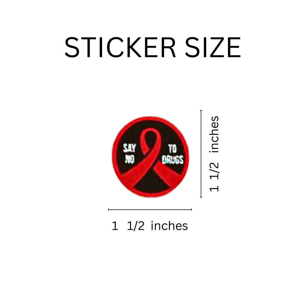 Say No To Drugs Red Ribbon week Circle Stickers (250 Stickers)