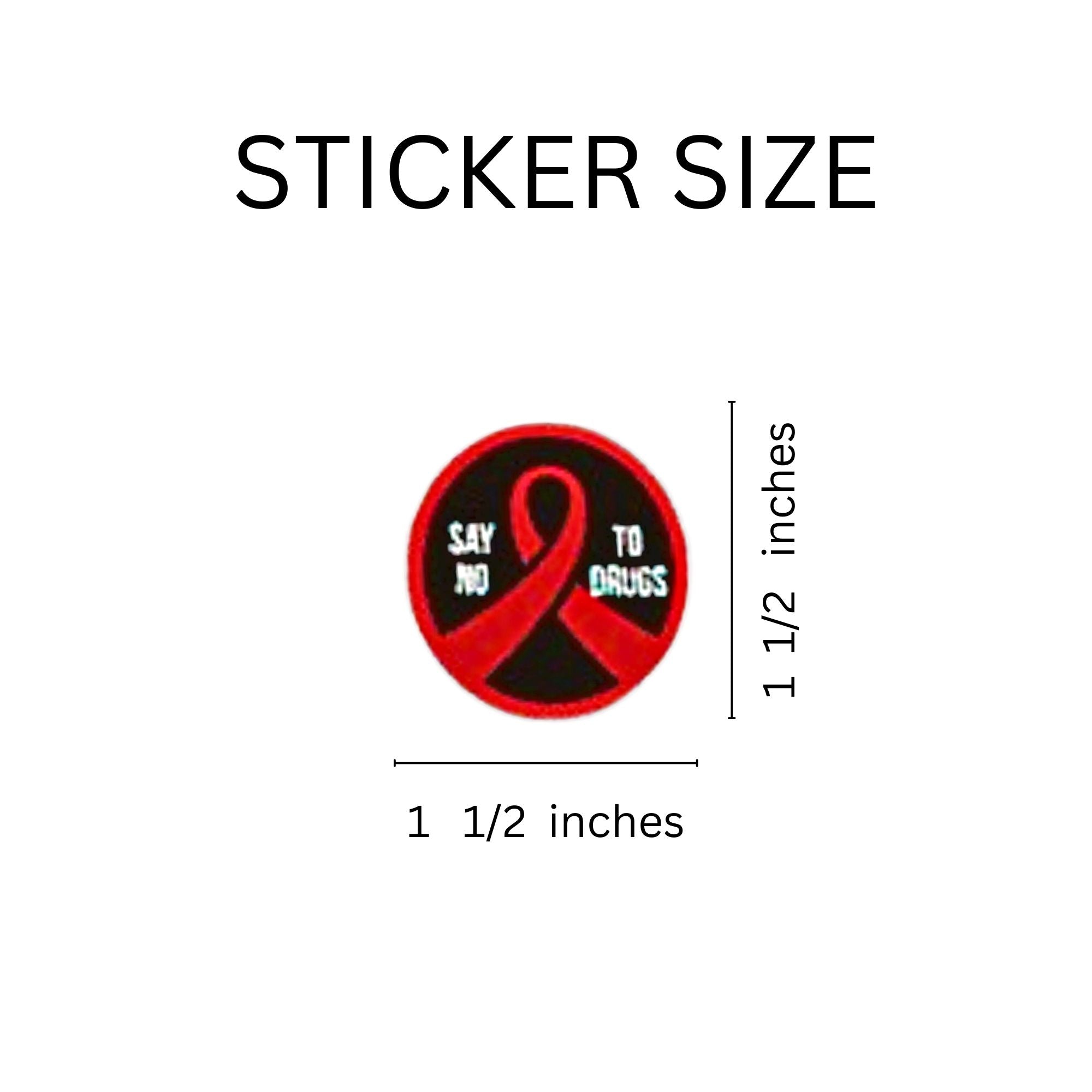Say No To Drugs Red Ribbon week Circle Stickers (250 Stickers)