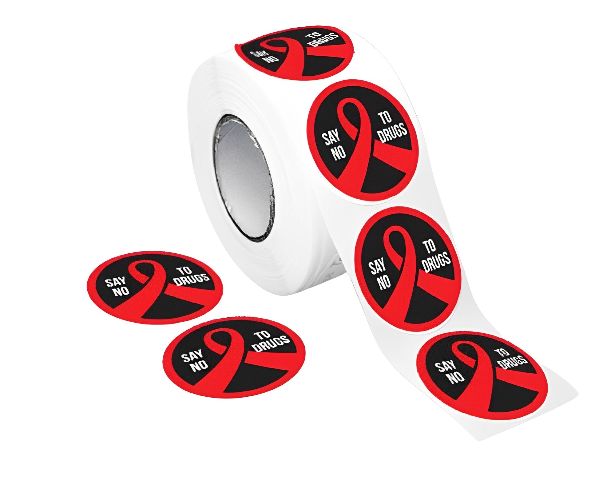 Say No To Drugs Red Ribbon week Circle Stickers (250 Stickers)