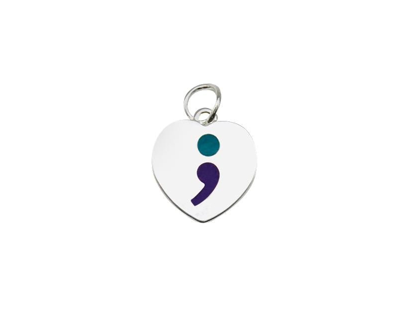 Semicolon Suicide Awareness Heart Charms