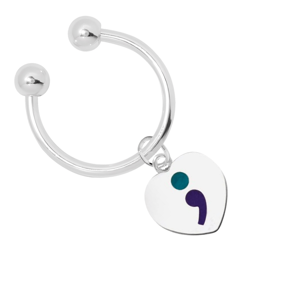 Semicolon Suicide Prevention Awareness Heart Key Chains