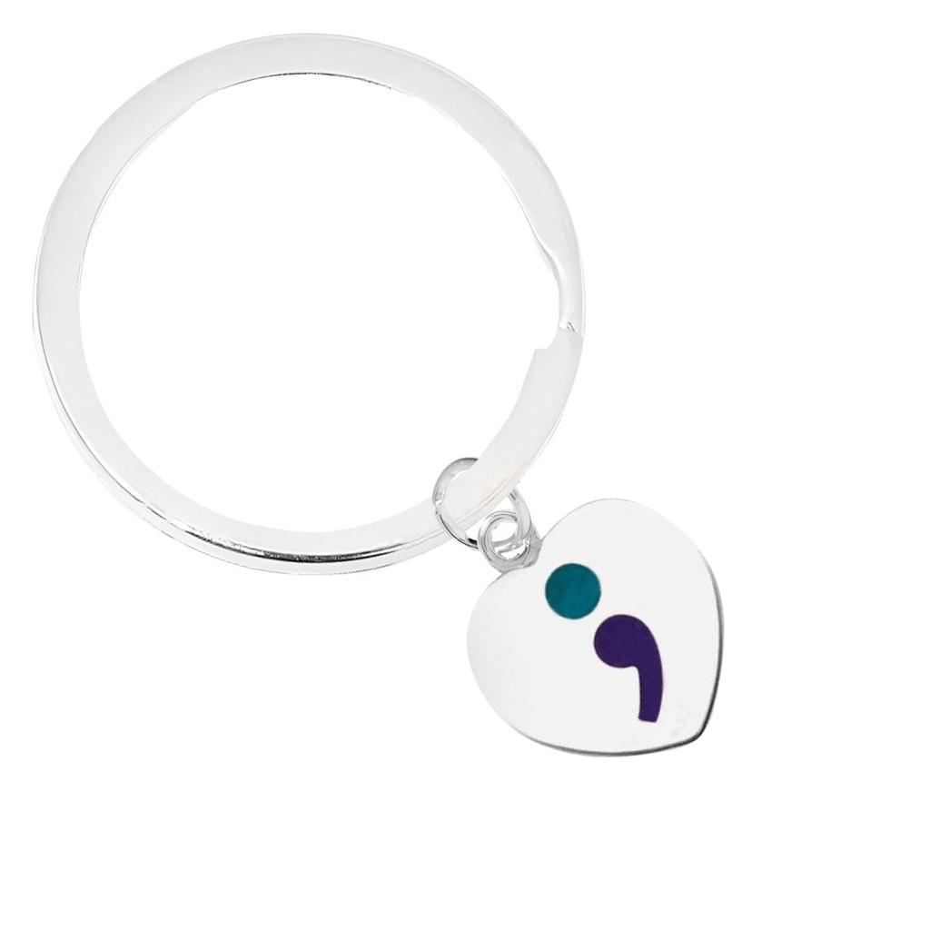 Semicolon Suicide Prevention Awareness Heart Split Style Key Chains