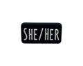She Her Black Rectangle Pronoun Silicone Pins