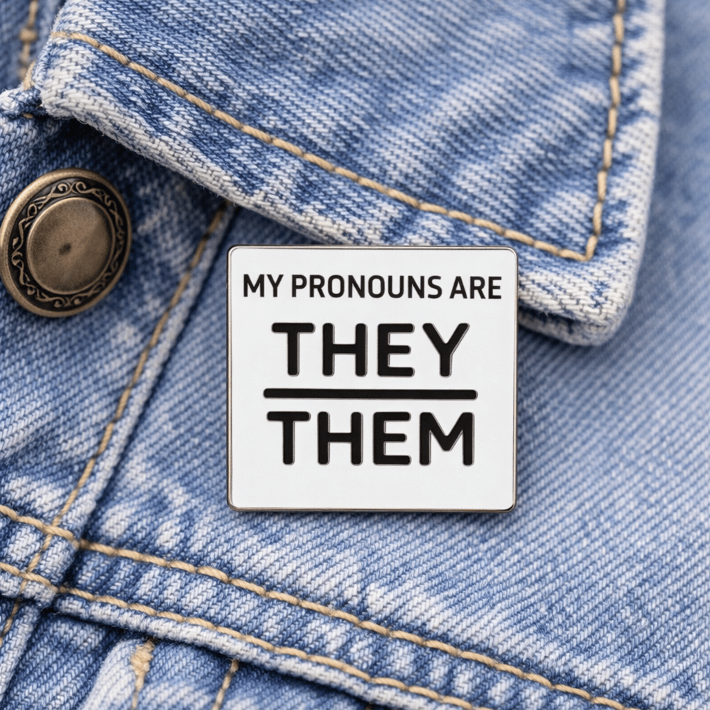 Silver Square My Pronouns Are They Them Pins
