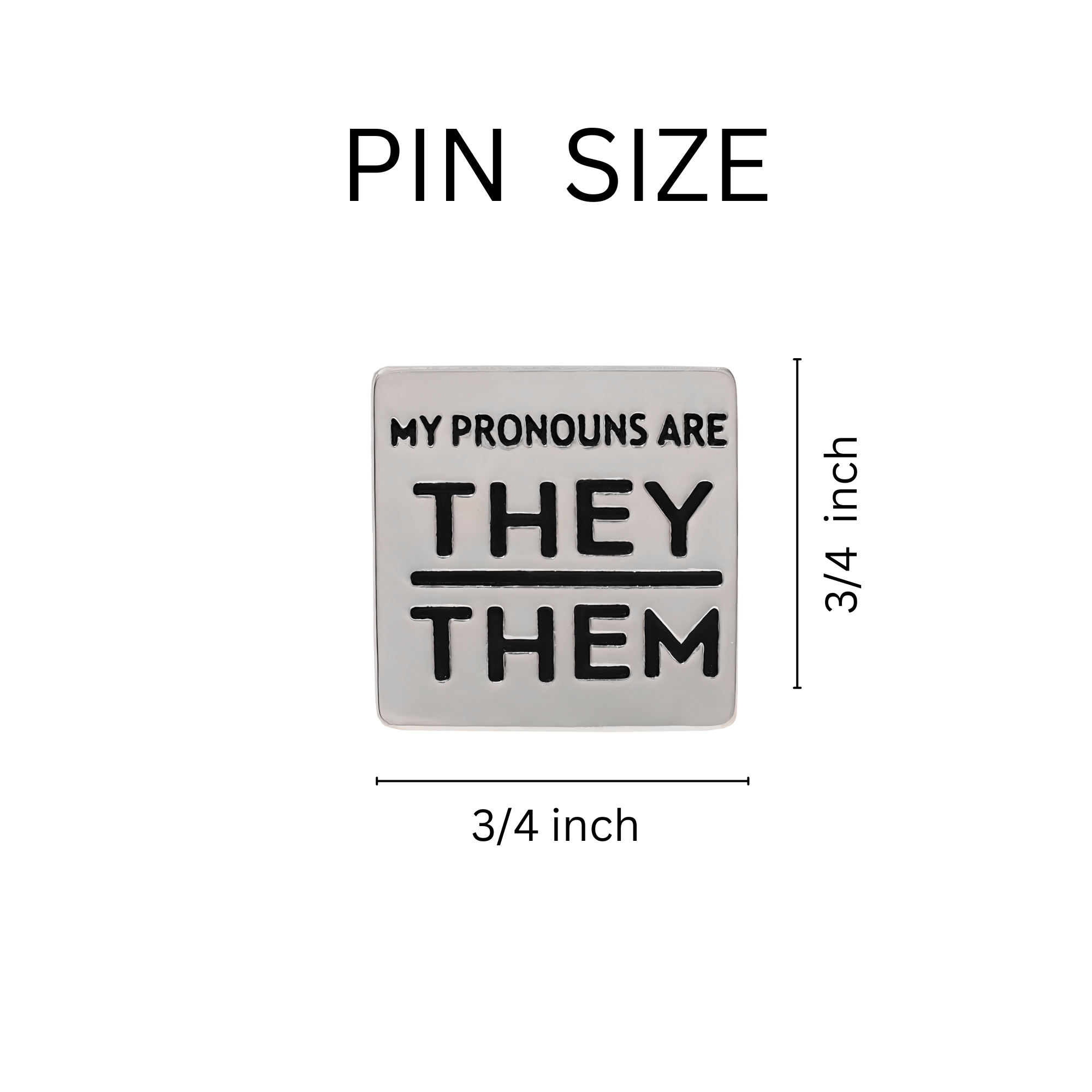 10 Pack Silver Square My Pronouns Are They Them Pins