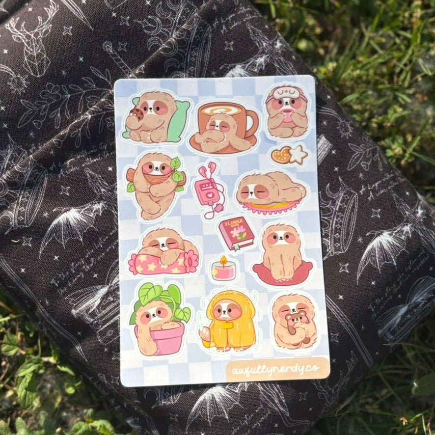 Sloth Matte Sticker Sheet | Kawaii Aesthetic Stickers | Planner Stickers | Journal Stickers