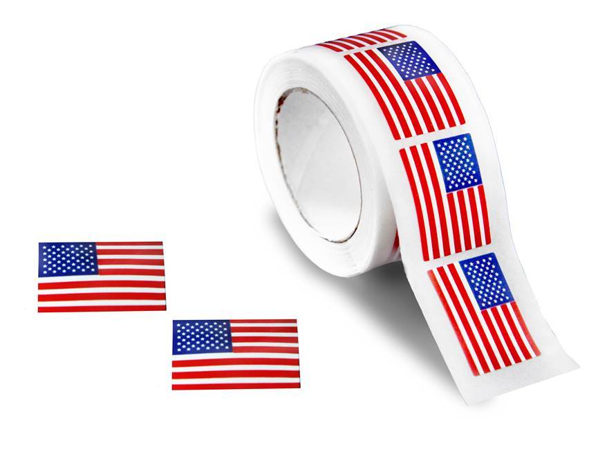 Small American Flag Stickers (250 per Roll)