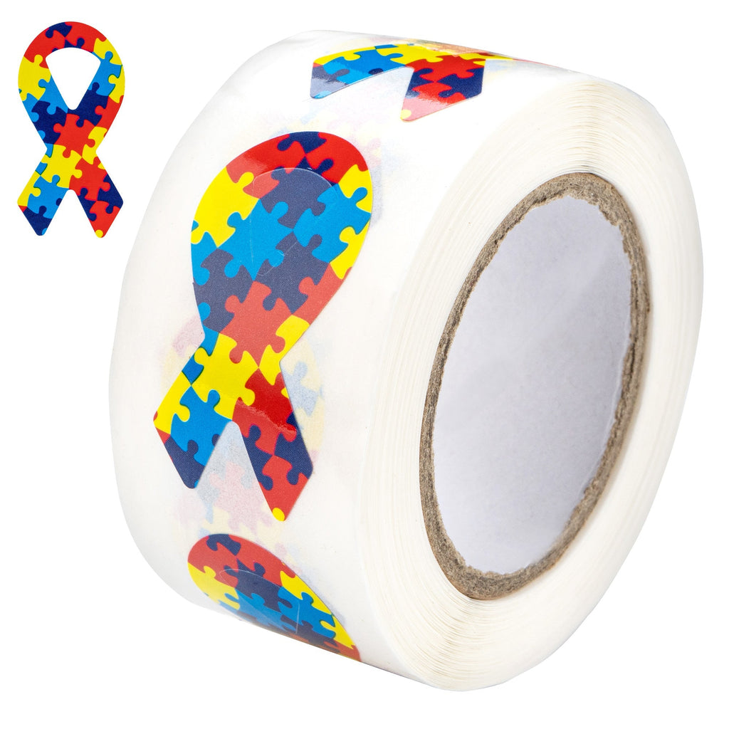 Small Autism Awareness Ribbon Stickers (250 per Roll)
