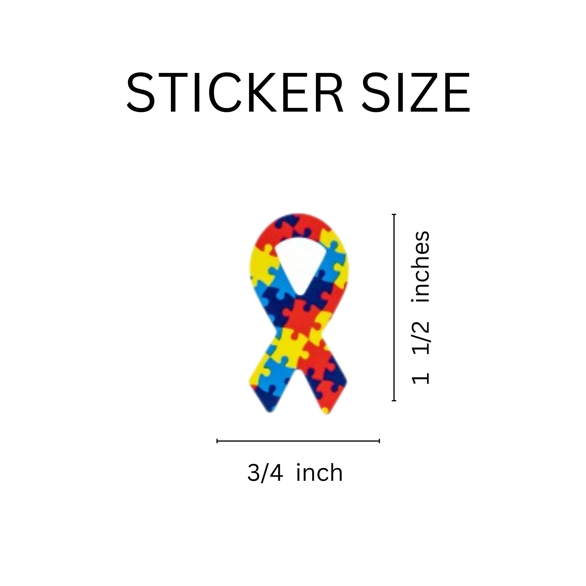 Small Autism Awareness Ribbon Stickers (250 per Roll)