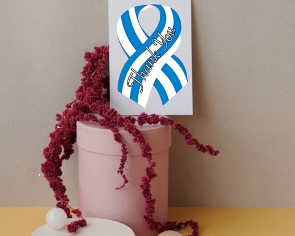 Small Blue & White Ribbon Thank You Cards (12 Cards/Pack)