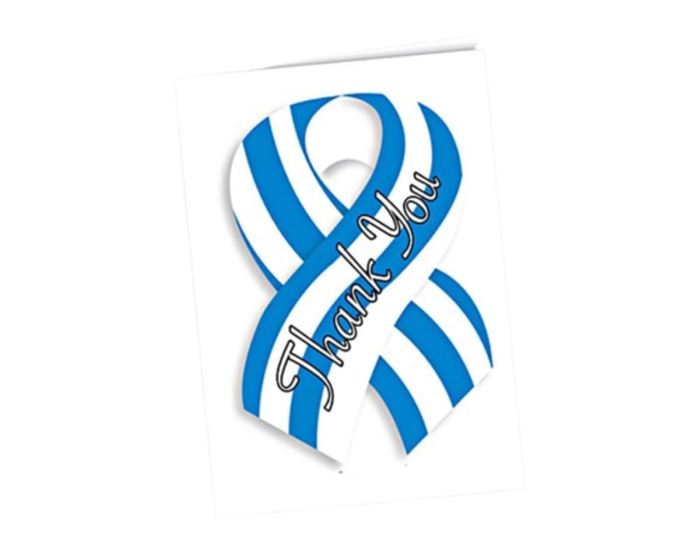 Small Blue & White Ribbon Thank You Cards (12 Cards/Pack)