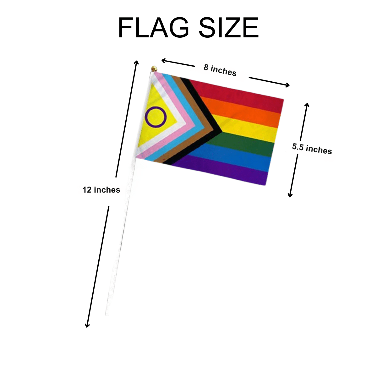 10 Pack Small Daniel Quasar Intersex-Inclusive Flags on a Stick