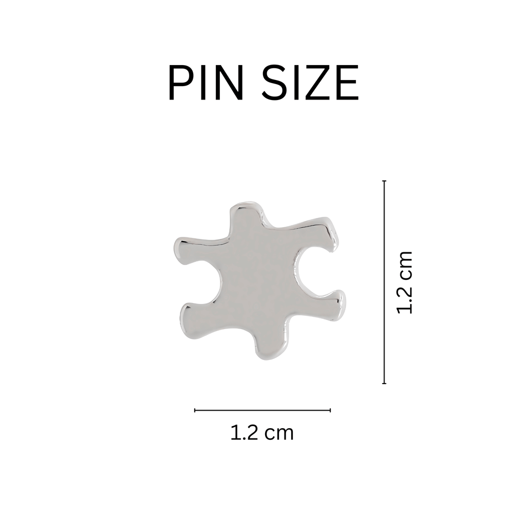 Small Elegant Silver Autism Awareness Puzzle Lapel Pins