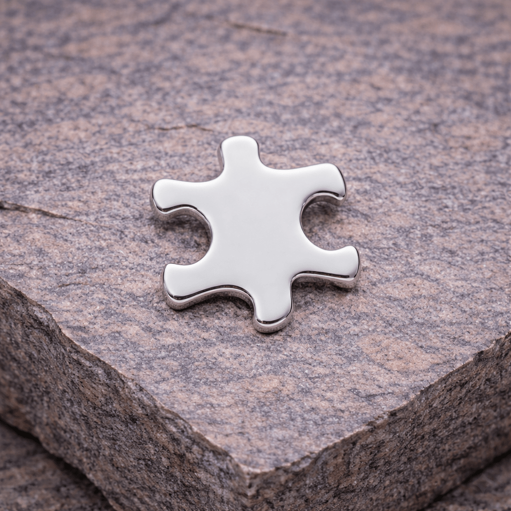 Small Elegant Silver Autism Awareness Puzzle Lapel Pins