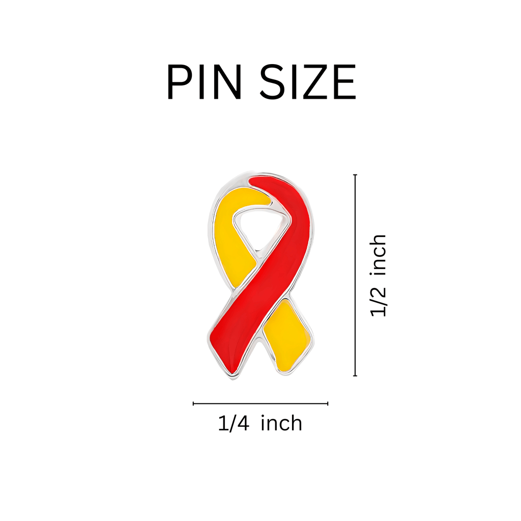Small Flat Red & Yellow Ribbon Pins