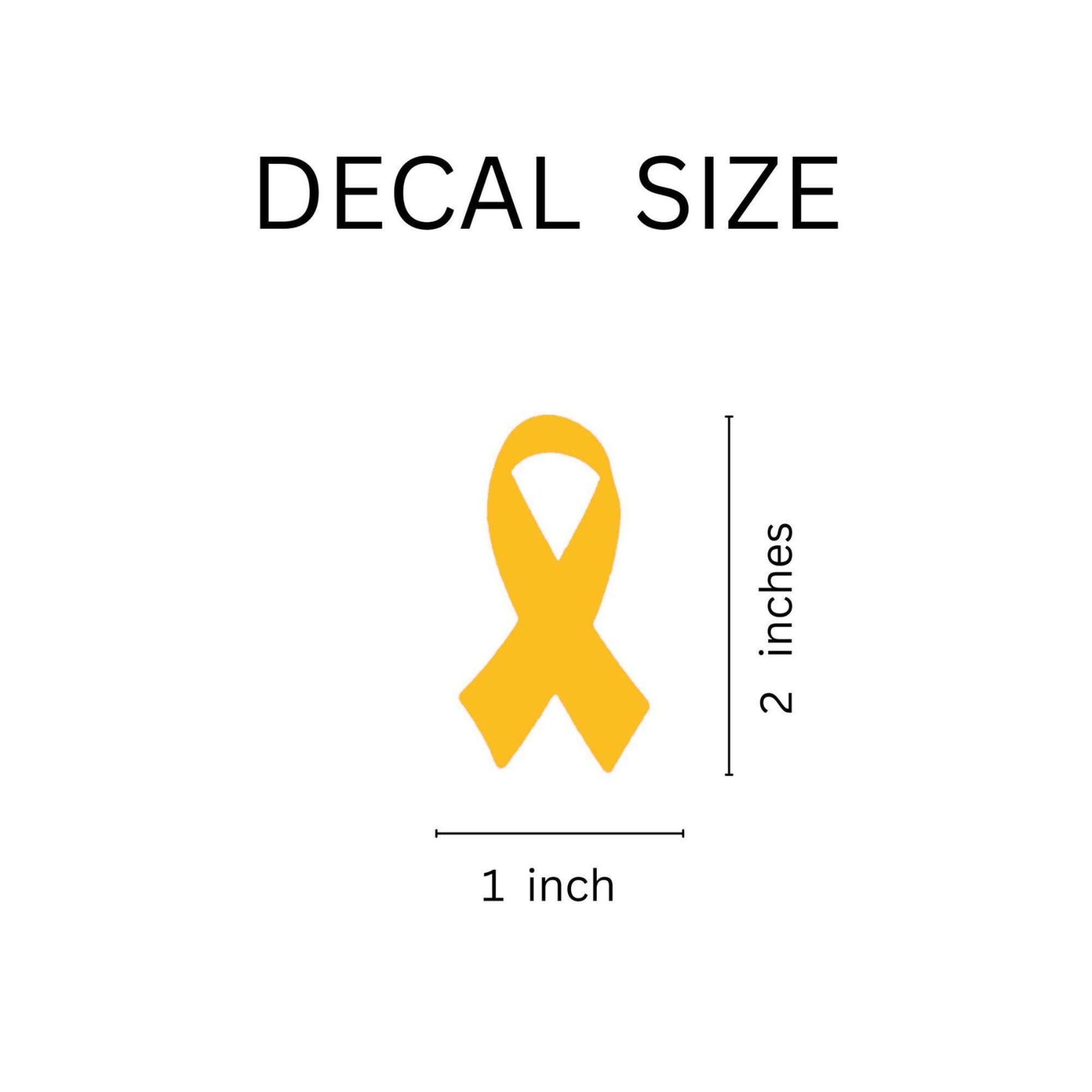 25 Pack Small Gold Ribbon Childhood Cancer Awareness Decals