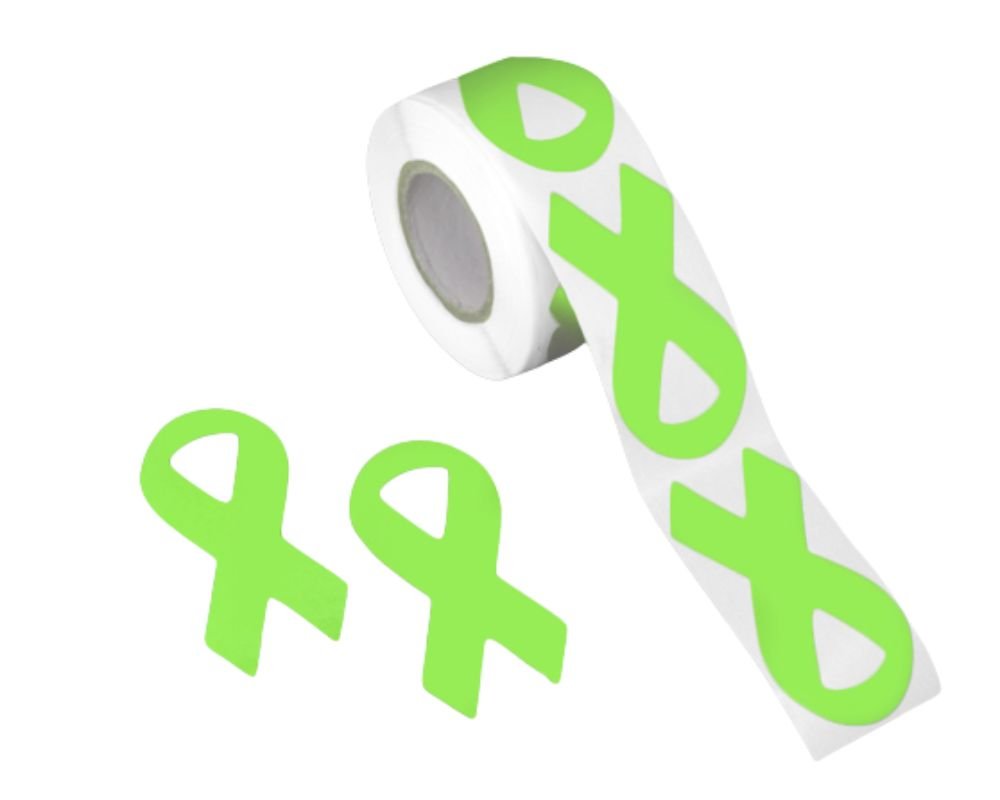 Small Lime Green Ribbon Stickers (250 per Roll)
