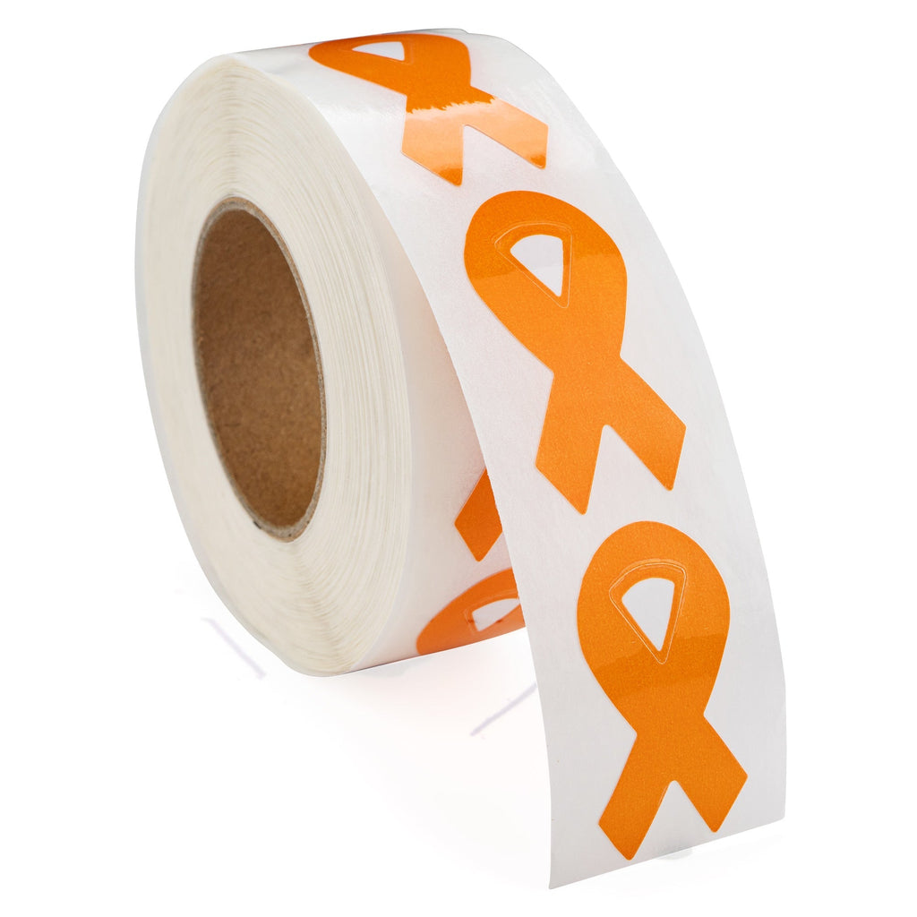 Small Orange Ribbon Stickers (250 per Roll)