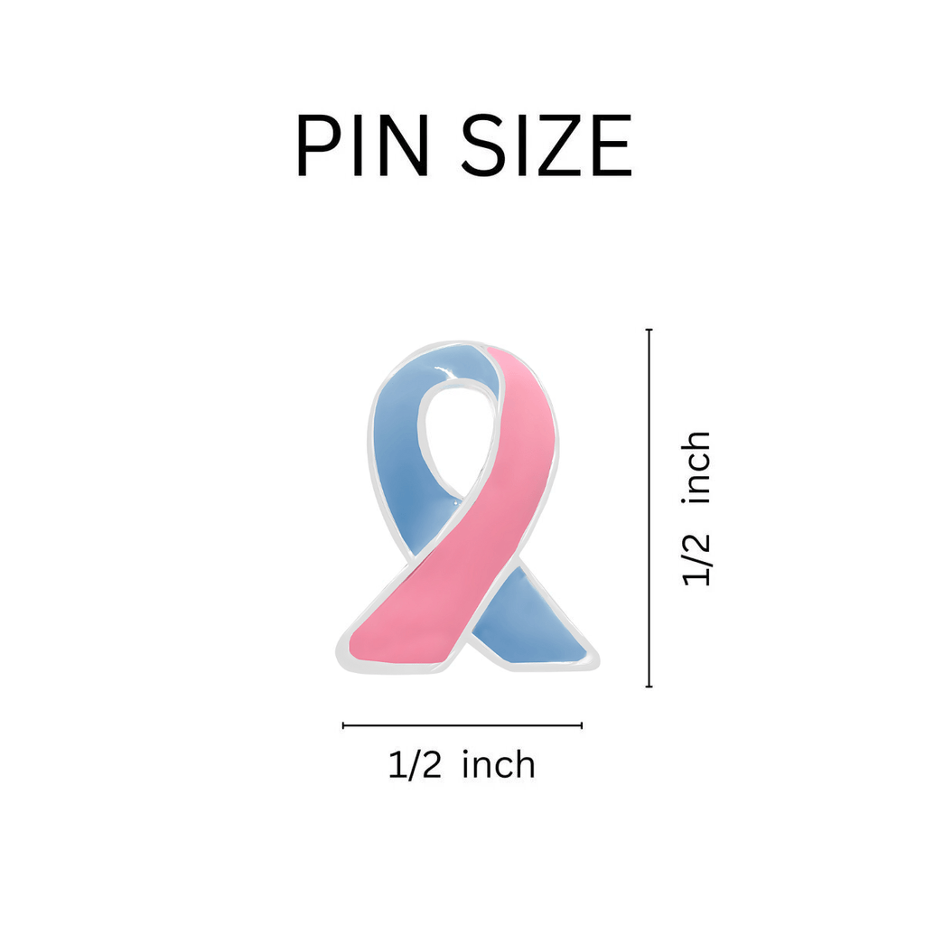 10 Pack Small Pink & Blue Ribbon Lapel Pins