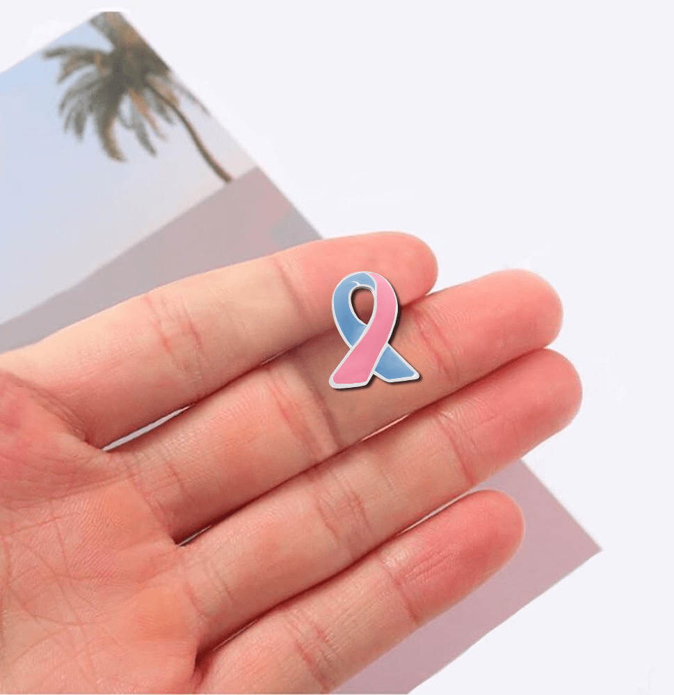 10 Pack Small Pink & Blue Ribbon Lapel Pins