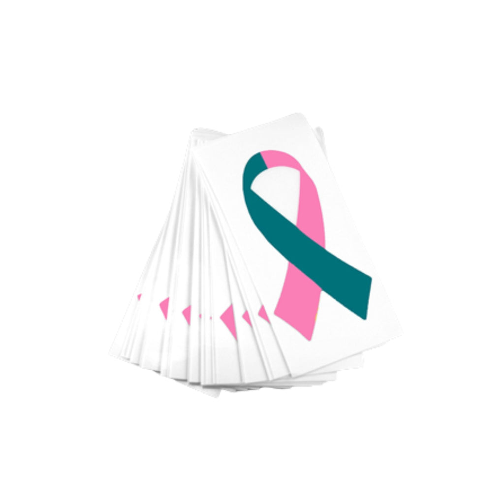25 Pack Small Pink & Teal Ribbon Decals