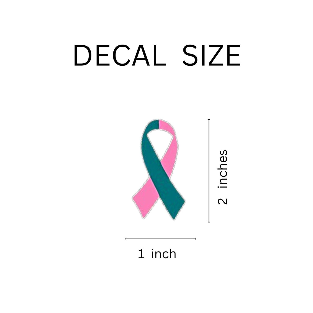 25 Pack Small Pink & Teal Ribbon Decals