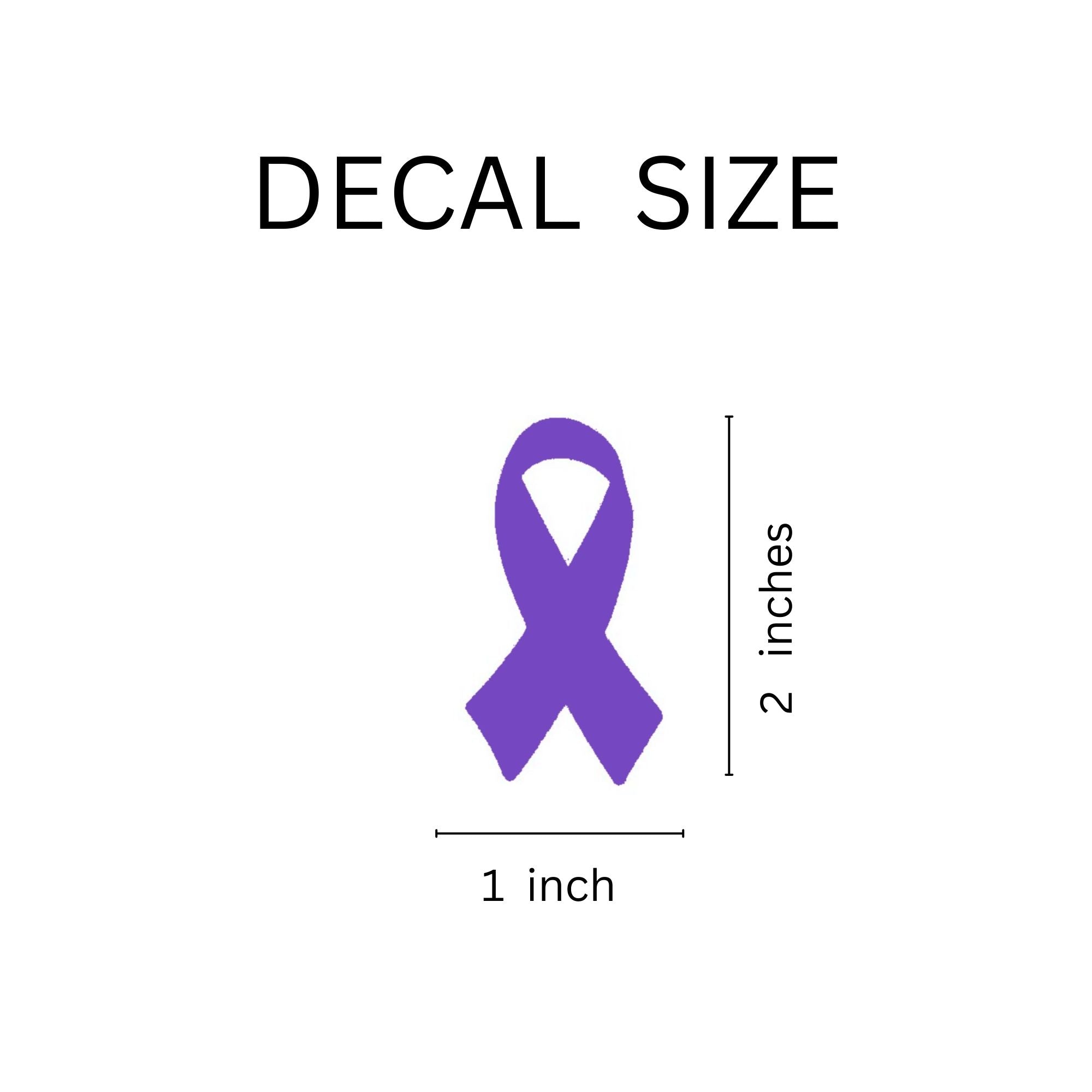 25 Pack Small Purple Ribbon Awareness Decals