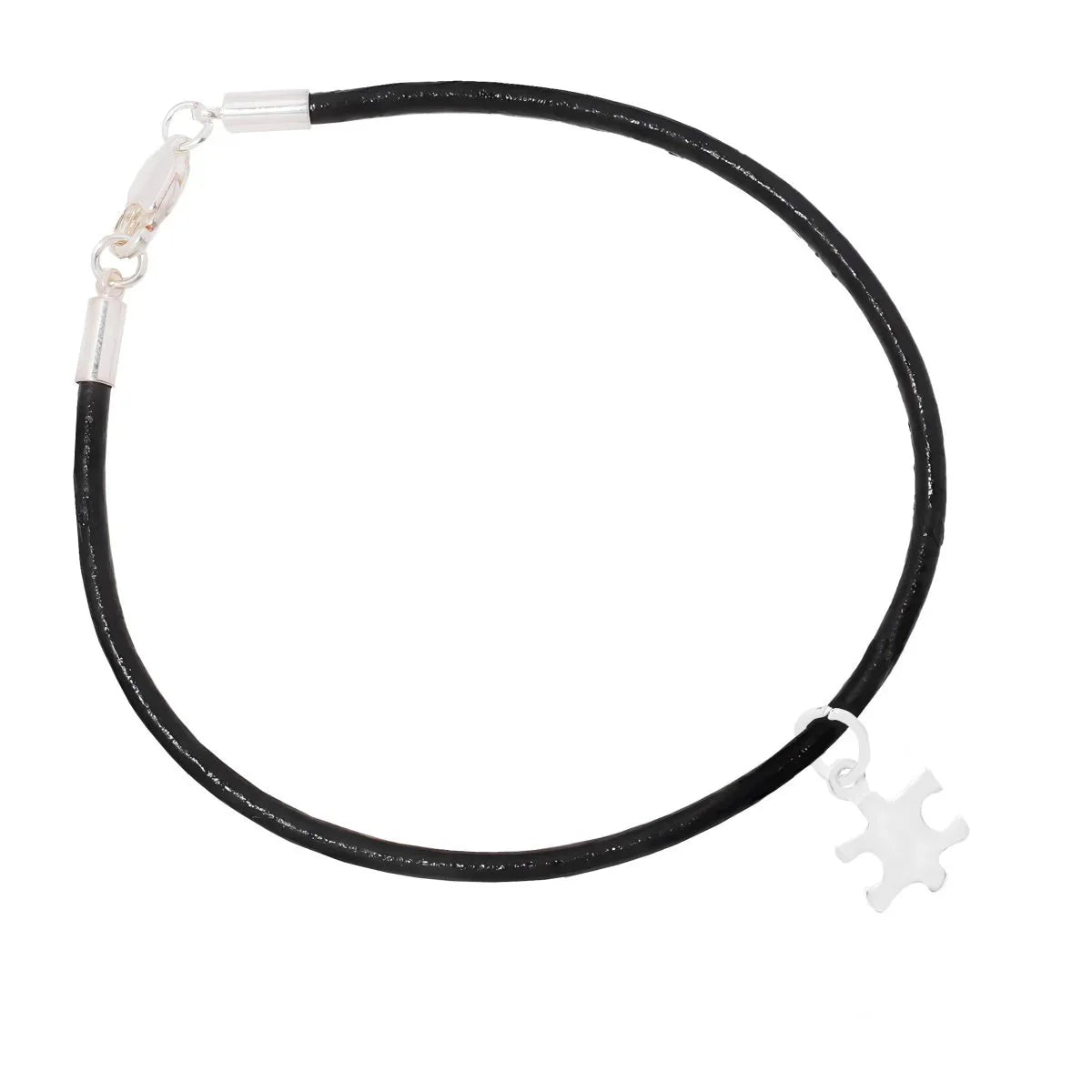 Small Puzzle Piece Autism Leather Cord Bracelets
