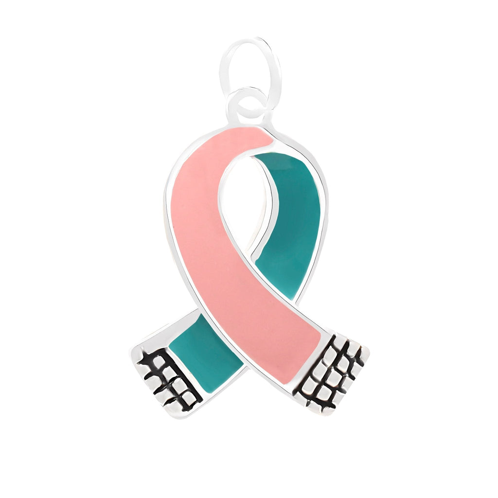 Small Size Pink & Teal Ribbon Charms