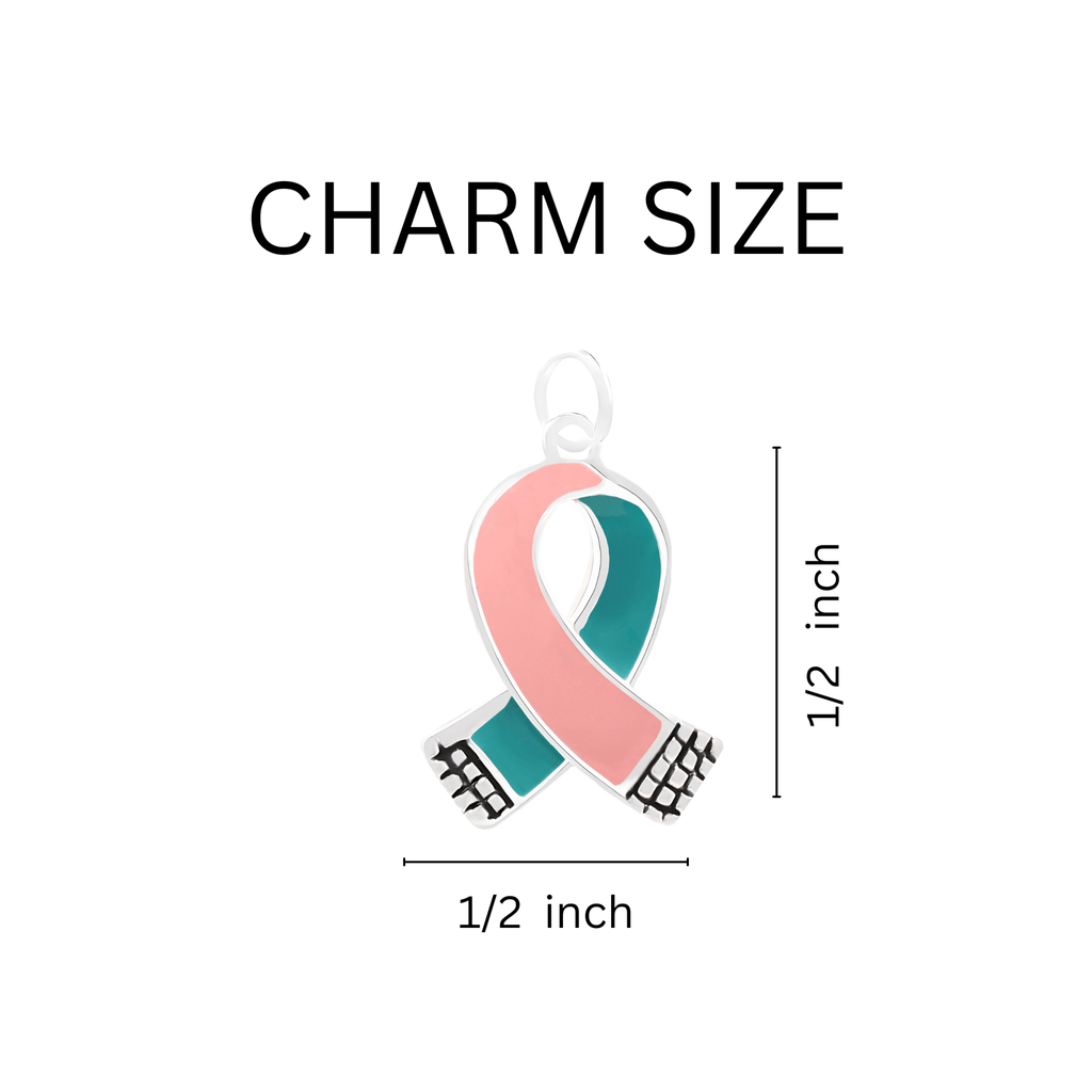 Small Size Pink & Teal Ribbon Charms