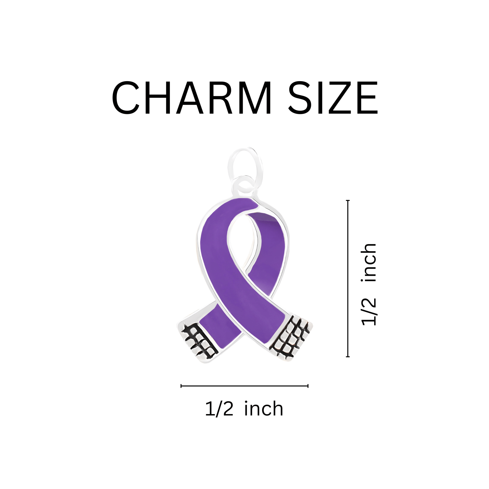 Small Size Purple Ribbon Chunky Charm Bracelets