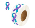 Small Teal & Purple Ribbon Stickers (250 per Roll)
