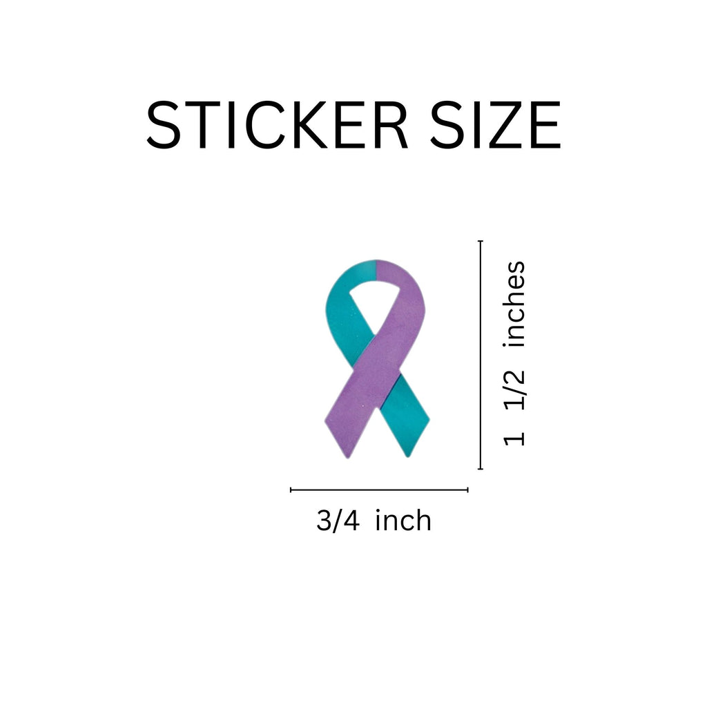 Small Teal & Purple Ribbon Stickers (250 per Roll)