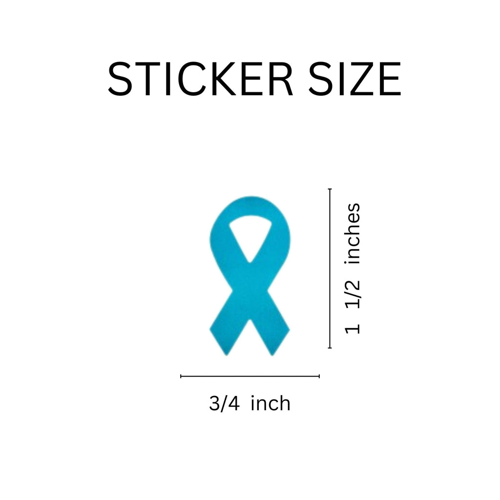 Small Teal Ribbon Stickers (250 per Roll)