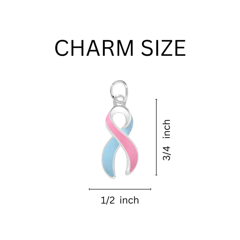 Split Style Pink & Blue Ribbon Key Chains