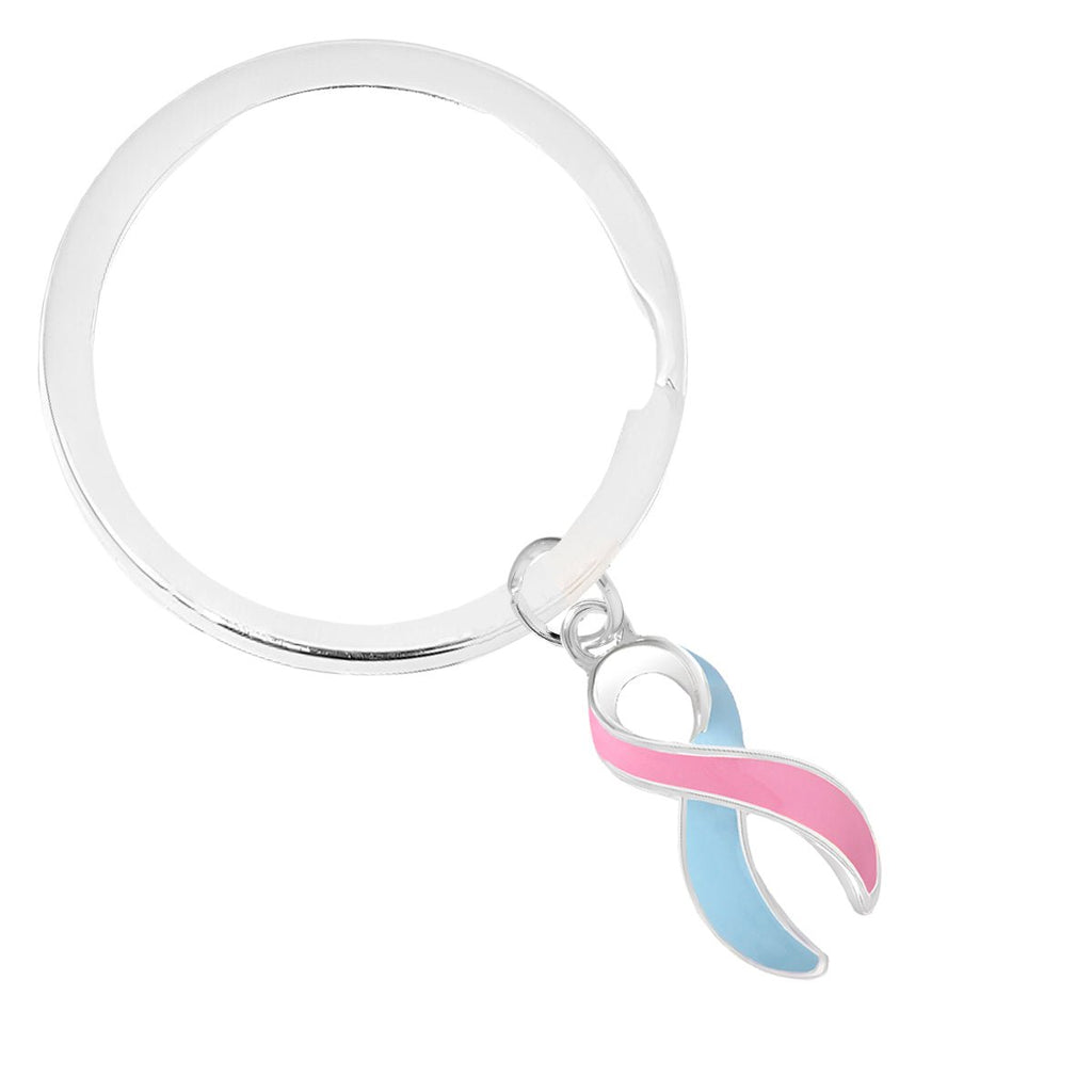 Split Style Pink & Blue Ribbon Key Chains