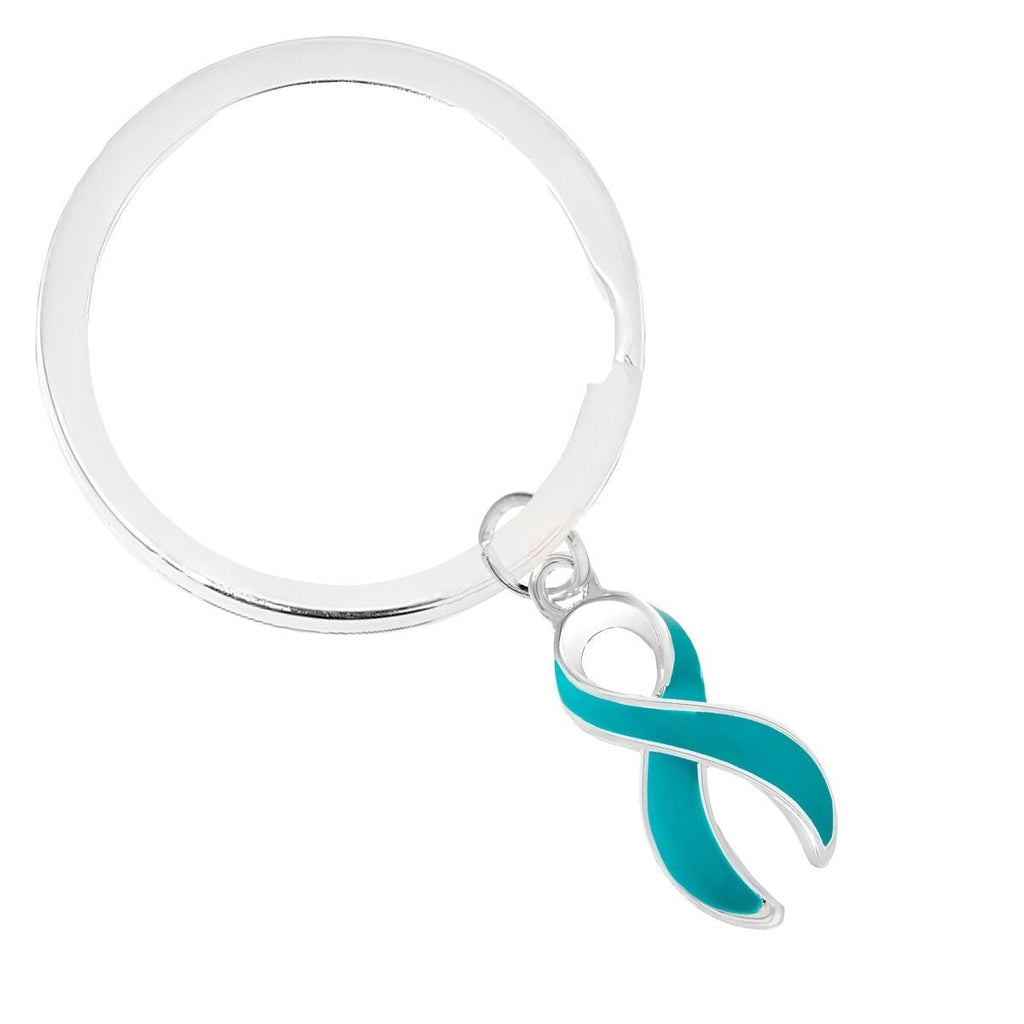 Split Style Teal Ribbon Key Chains
