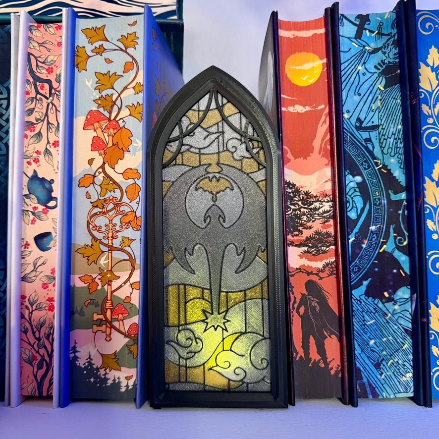 Stained Glass-Style Tealight Fourth Wing Inspired Book Nook with Storage