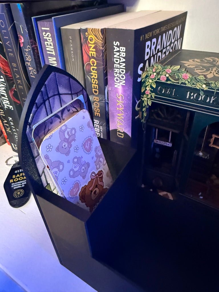 Stained Glass-Style Tealight Fourth Wing Inspired Book Nook with Storage