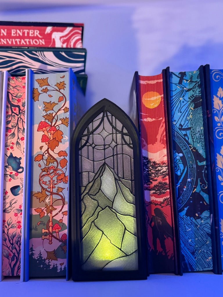 Stained Glass-Style Tealight Velaris Inspired Book Nook with Storage