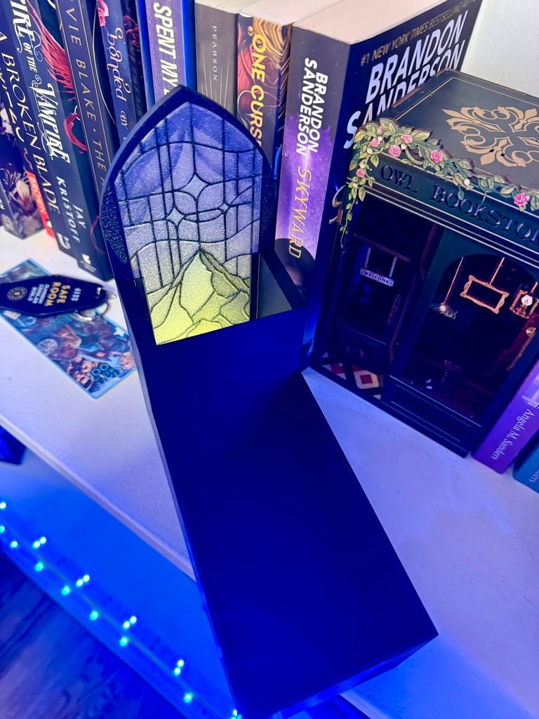 Stained Glass-Style Tealight Velaris Inspired Book Nook with Storage