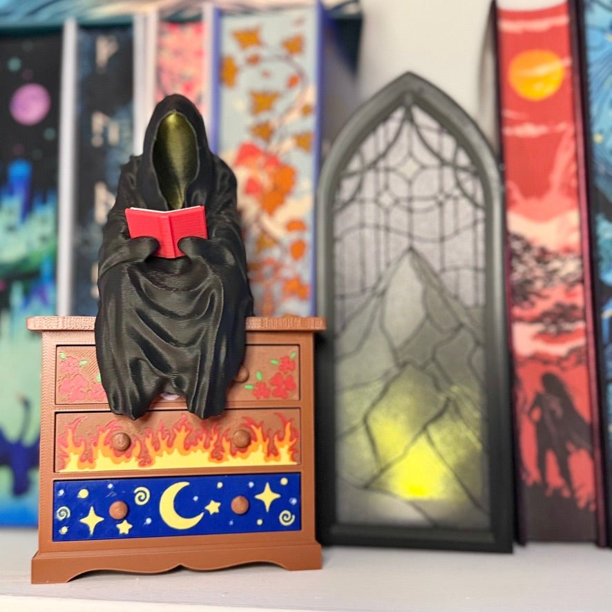 Stained Glass-Style Tealight Velaris Inspired Book Nook with Storage